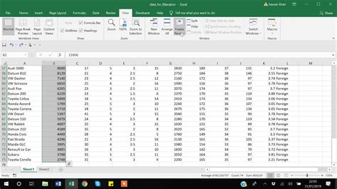 freeze format in excel