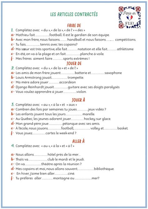 french a1 grammar exercises pdf with answers
