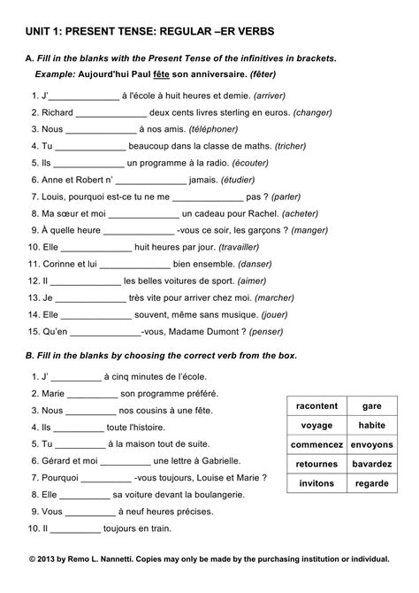 french grammar exercises with answers