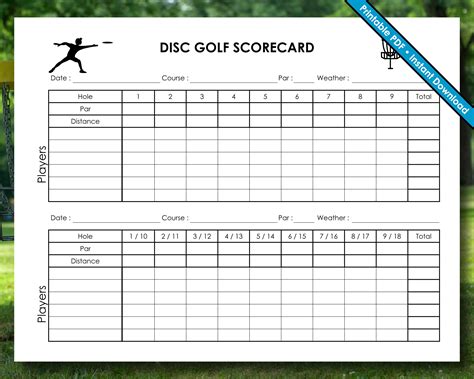 Frisbee Golf Scorecard Printable