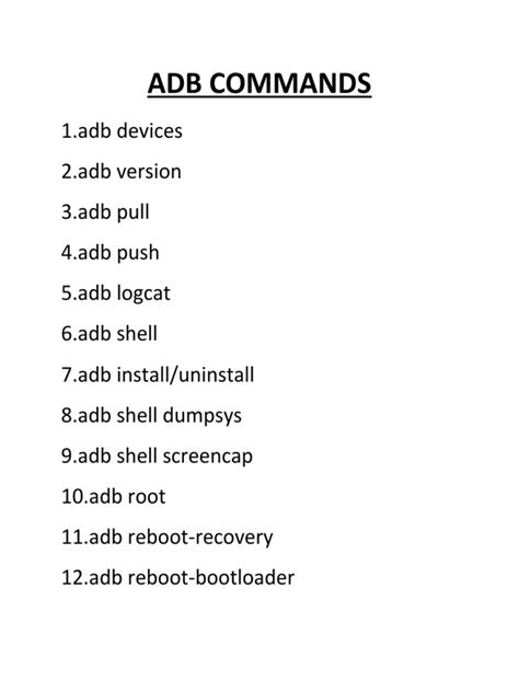 full list of adb commands