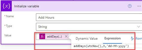 function adddays power automate