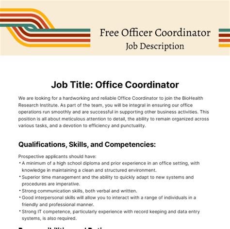 function coordinator job description