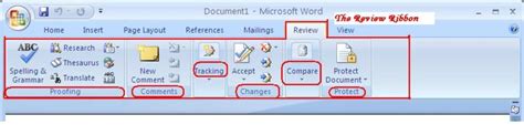 function of review tab in ms word
