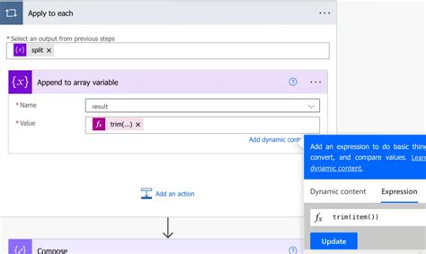 function split power automate