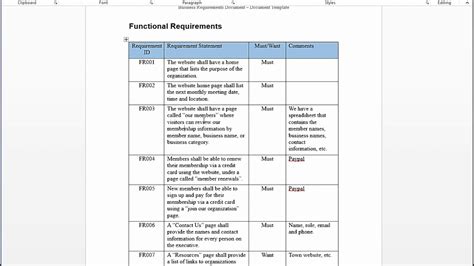 functional requirement document example pdf