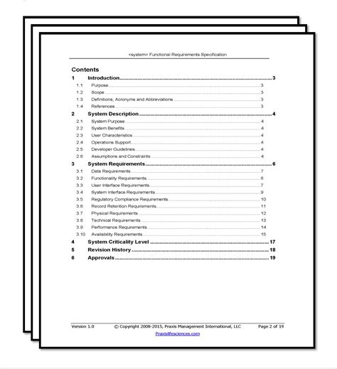 functional requirement specification template