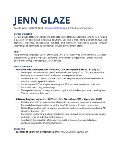 functional resume summary examples