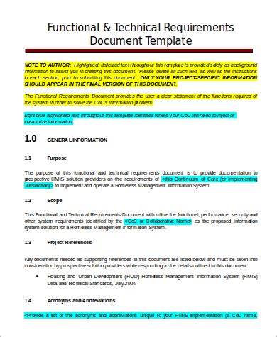 functional specification document template pdf