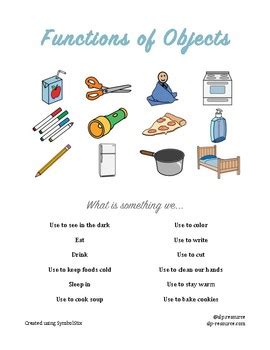 functions of objects worksheets