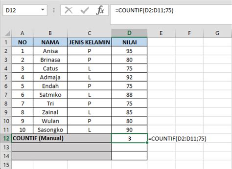 fungsi count excel