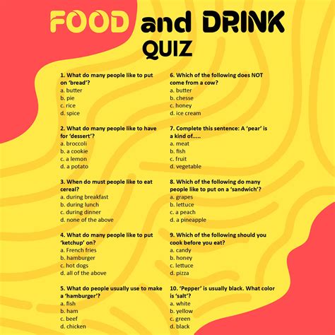 funny food quiz questions with answers pdf