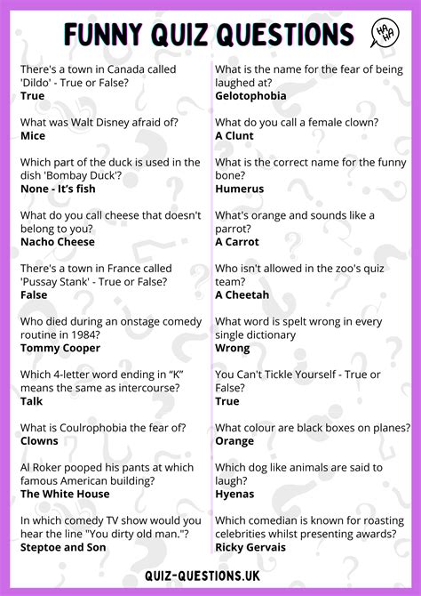 funny quiz questions with answers uk