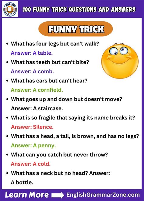 funny tricky questions and answers in english