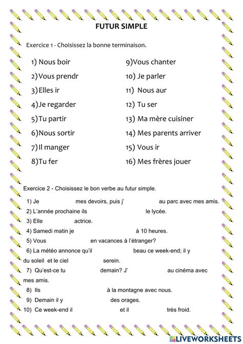 futur simple french exercises with answers pdf