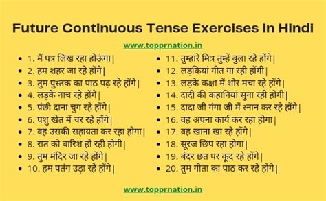 future continuous tense interrogative negative sentences examples in hindi