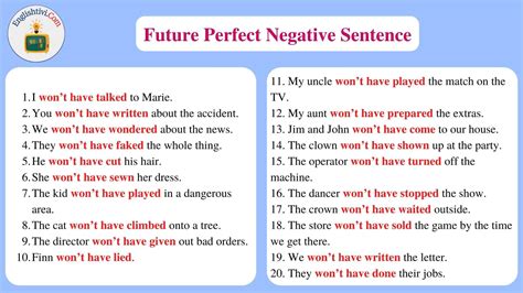 future perfect tense examples affirmative negative interrogative