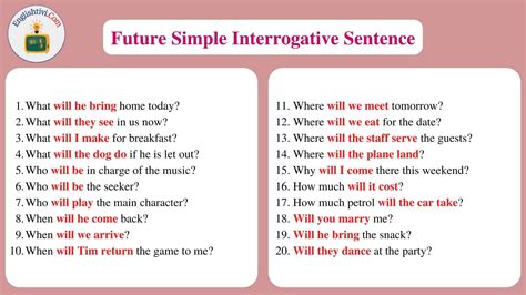 future simple examples interrogative