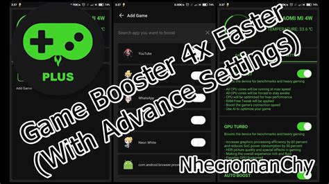 game booster 4x faster with advance settings