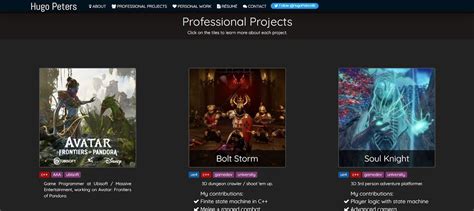game developer portfolio examples