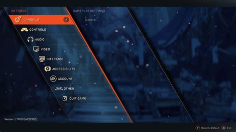 game settings menu example