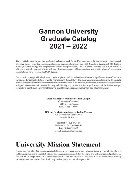 Gannon Course Catalog