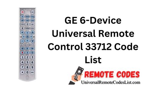 ge 6 device universal remote control code list