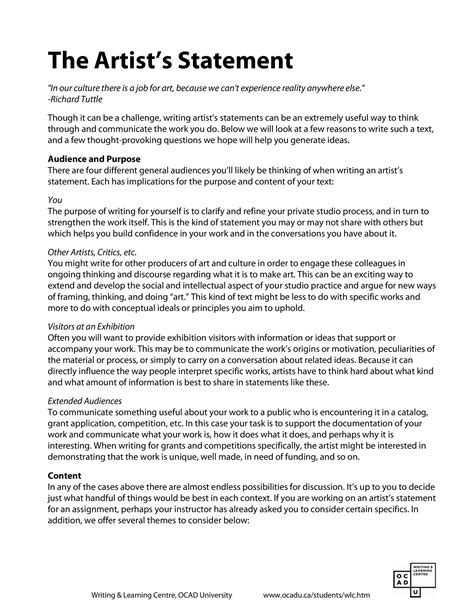 general artist statement examples
