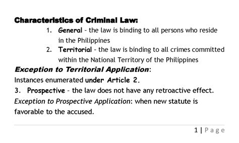 general characteristics of criminal law example scenario