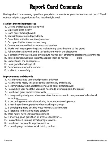 general comments examples