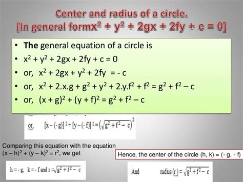 general equation of circle and radius
