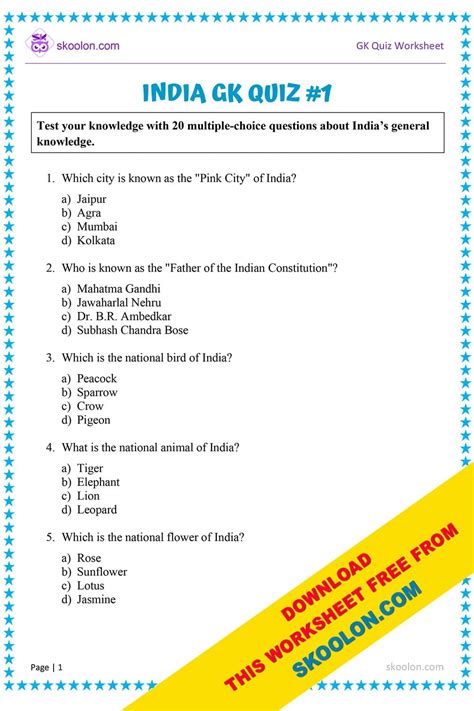 general knowledge questions and answers for class 7