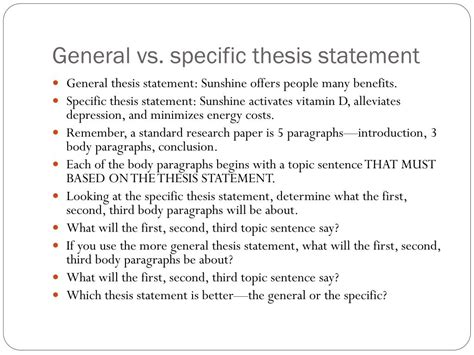 general statement vs thesis statement
