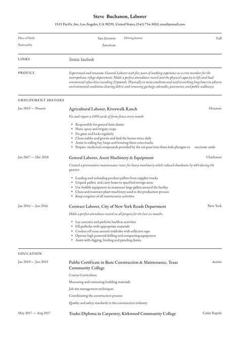 general work resume examples