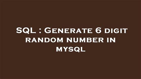 generate 6 digit random number in sql server