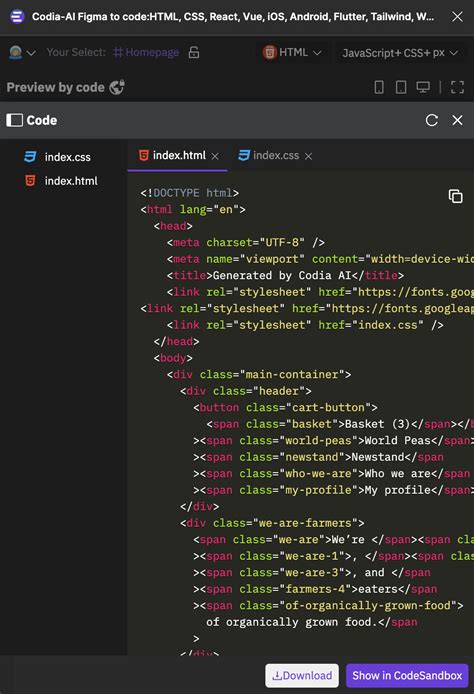 generate html code from figma