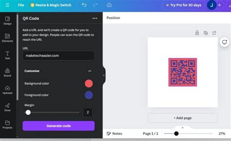 generate qr code in canva app