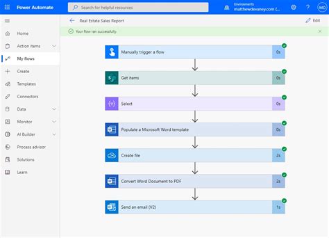 generate word document from excel data power automate
