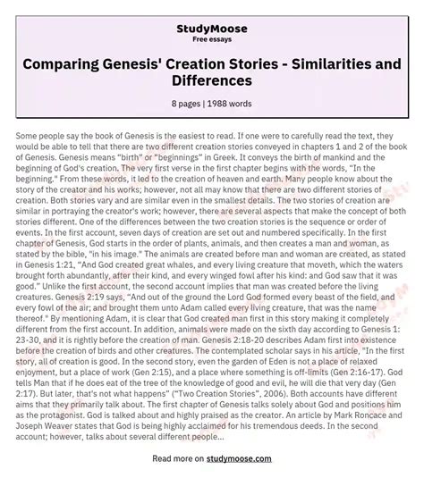 genesis 1 and 2 similarities and differences