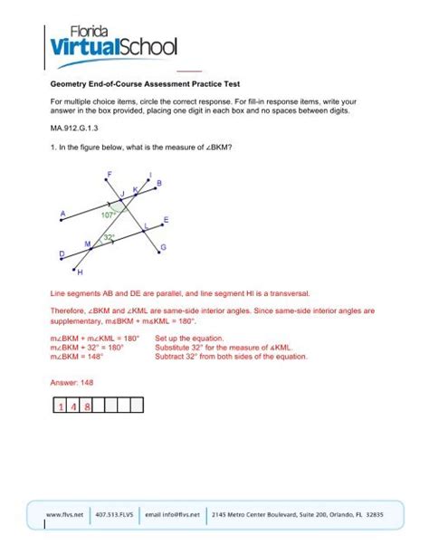geometry practice test with answers pdf