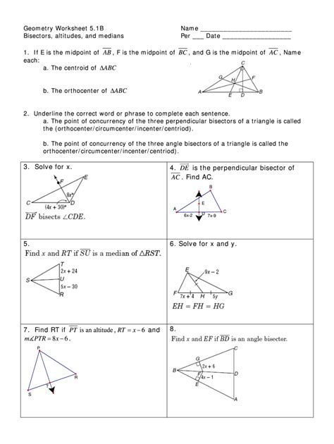 geometry worksheet with answers pdf