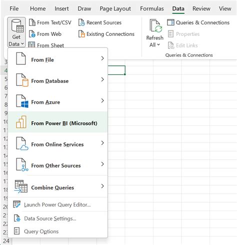 get data from power bi dataset in excel