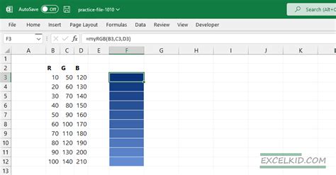 get rgb from excel cell