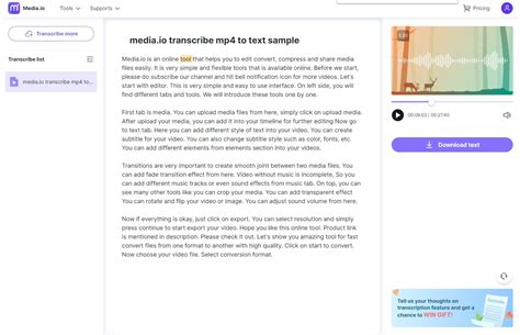 get transcript from audio file free