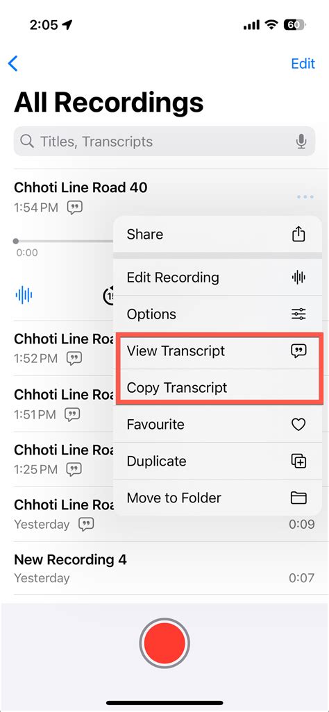 get transcript from audio file iphone