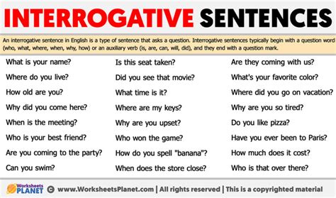 give 10 examples of interrogative sentences