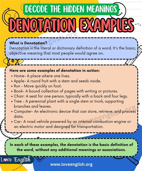 give 5 examples of denotation and connotation