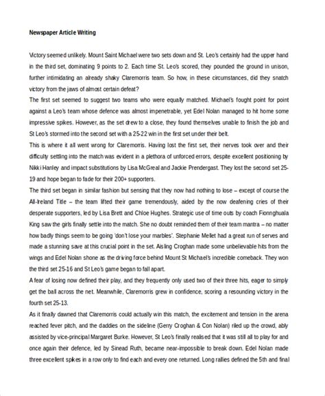 give an example of article writing
