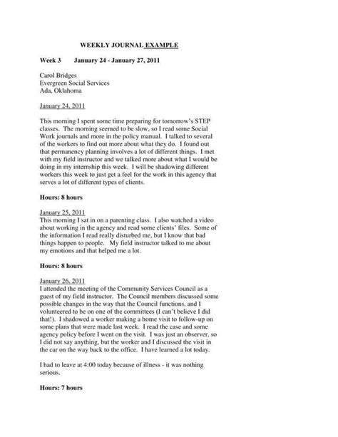 give an example of journal