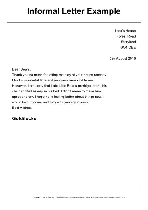give example of formal and informal letter